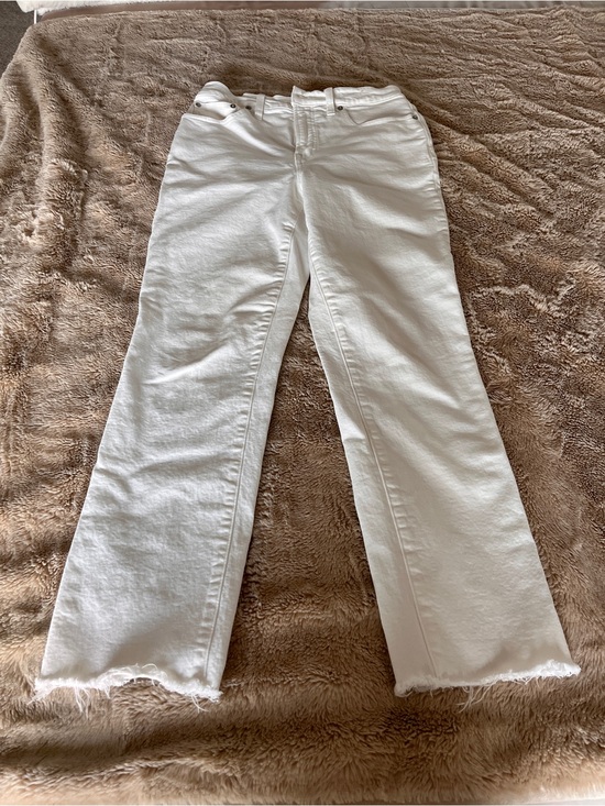 Madewell Denim - Madewell White Raw-Hem Wide Leg Jeans